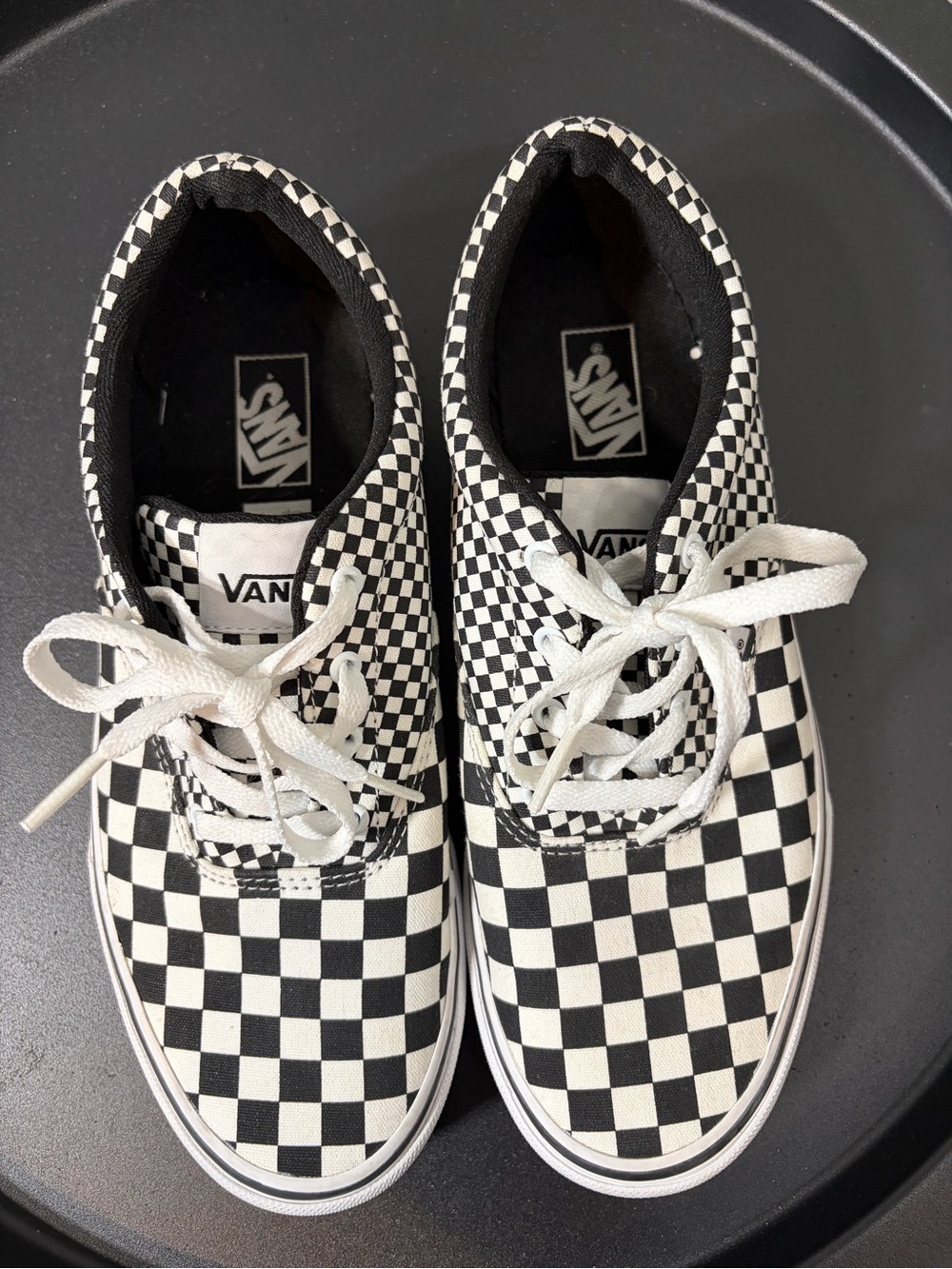 Vans Kids or Woman’s Checkerboard Lace-Up Sneakers - Black & White